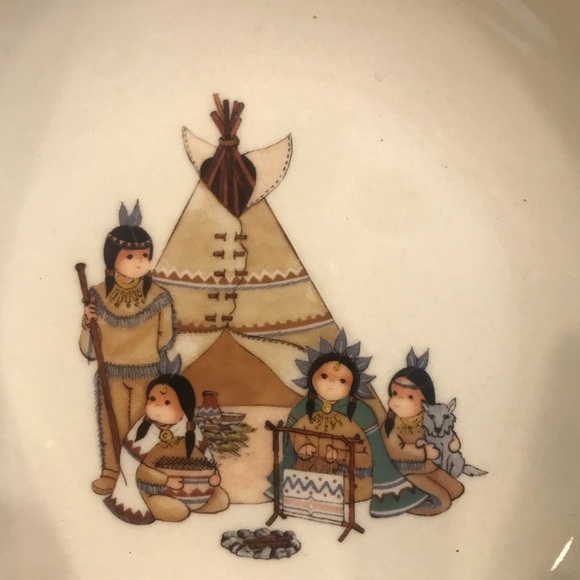 Set Of 4 Meiwa Art ‘Indian Village’ Rim Soup Bowls 8.5” - Picture 1 of 7